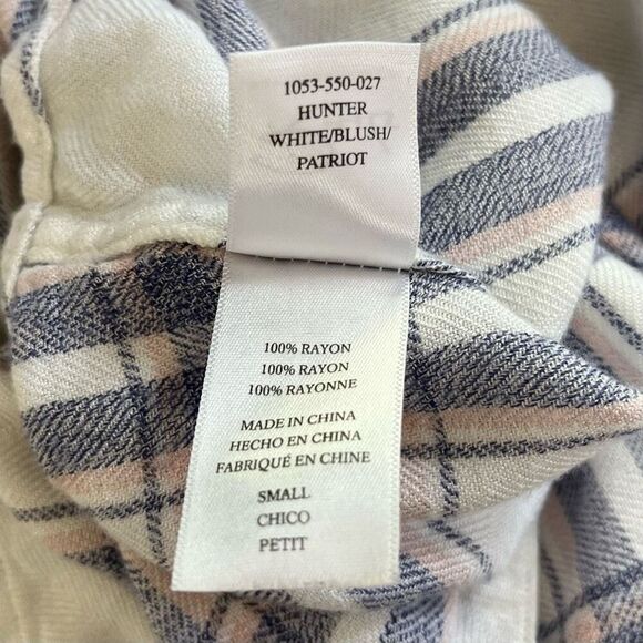 Rails Hunter Plaid Shirt Small Boyfriend Button Up White Blush Patriot Rayon Top - Picture 10 of 11